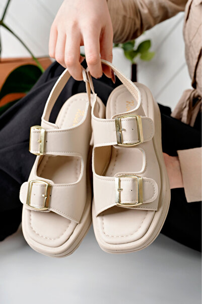 RoseVeno Γυναικεία σανδάλια με σφήνα τακούνια με διπλό λουράκι και ελαστική α...