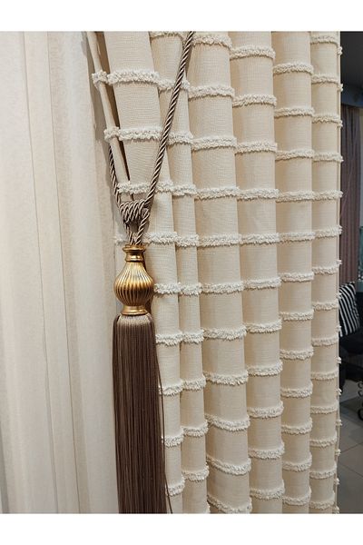 CEMRE Dream Background Tasseled Italian Raw Linen Cream 1/3 Tight Pleat (Not Washable)
