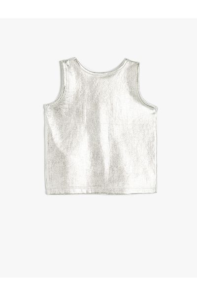 Koton Crew Neck Ribbed Sleeveless Shiny Tank Top