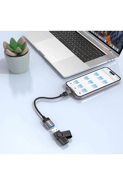 porodo Woven Usb A To Lightning Adapter 0.12M Cable - Black