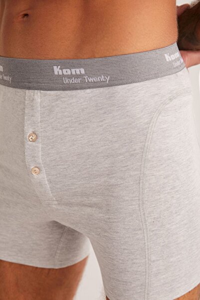 Kom Ανδρικό γκρι Modal ύφασμα βαμβακερό Lycra 2 τεμαχίων μακρυά μπόξερ