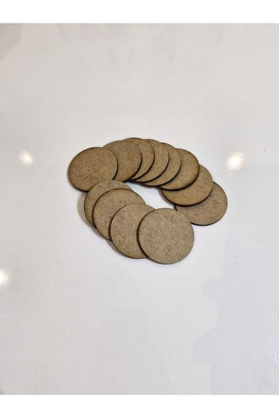 Sözen Home Design 5 cm Diameter 20 Pieces Round 3mm Raw Mdf Magnet Base Object
