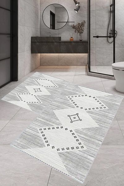 Eliana Home Eliana Homedigital Printing Modern Bathroom Carpet Double Bath Mat Lna5-0406 100X60+60X50 cm