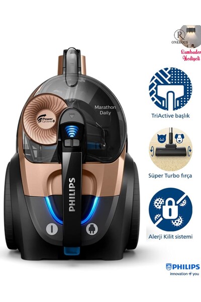 Philips Marathon Daily - 900W Motor, PowerCyclone 8 Teknolojisi ve Gelişmiş HEPA Filtre-7000 Serisi Süpürge