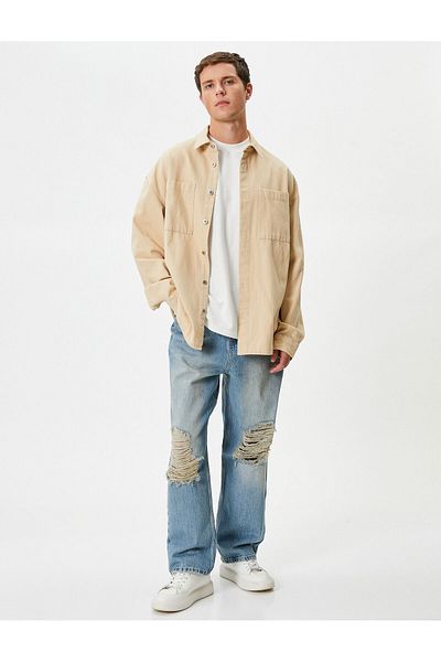 Koton Ripped Jeans Buttoned 5 Pockets Wide Leg - Baggy Jeans