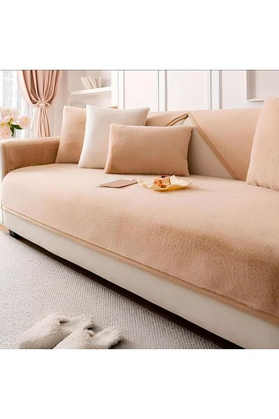MER HOME Rabbit Rabbit Plush pentru scaun pentru trei persoane (1 buc) Doar husa pentru spatiu de sezut 80*190cm (BEJ)