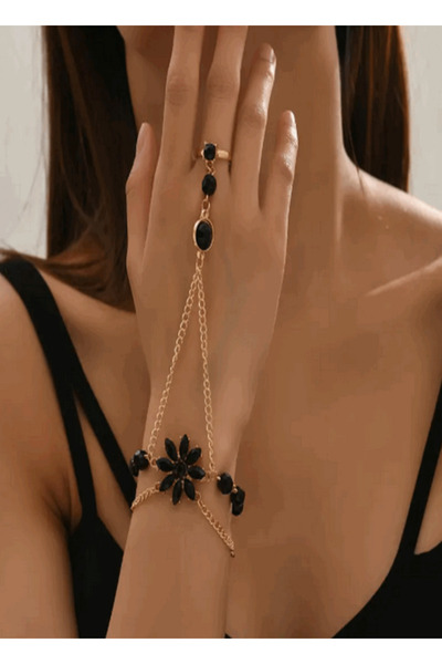 takıbahçesi Şık Çiçek Desenli Şahmeran Bileklik - Parmak Eldiven Bileklik