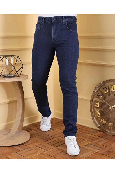 Denim erkek kot panatalon laşivert reguver yuksek bel dumeli fermuarlı geniş ...