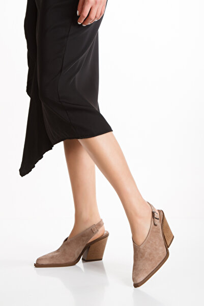 PASSAGE SHOES Kadın Hakiki Deri Western Sandalet 6308 VİZON SÜET