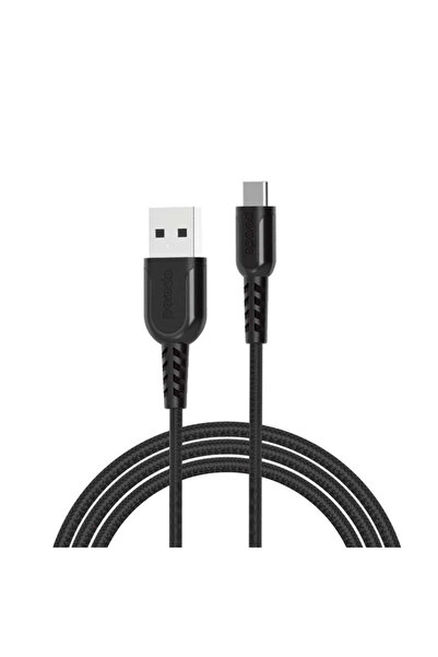 porodo كابل معدني مضفر من النوع C بطول 1.2 متر (عبوة أنبوبية) - أسود