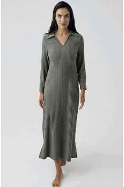 Artış Collection Increase Knitwear Knitted Corduroy Jacquard Long Dress - Home Gown & Nightgown 15114