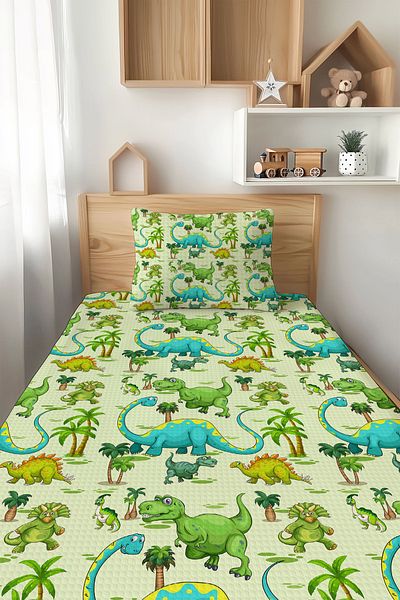 Şen Dekorasyon Dinosaurs 4 Seasons Children's Pique Set
