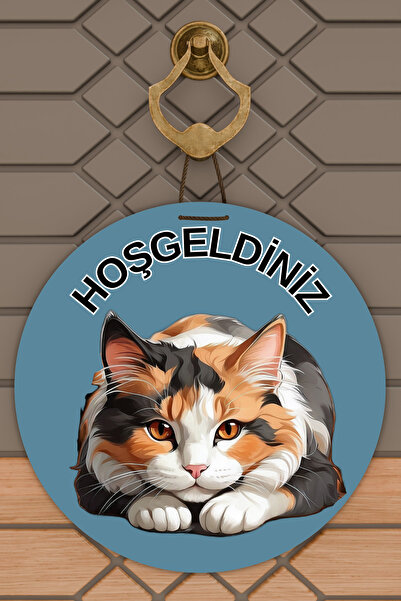 Rugmood Modern Door Ornament Blue Floor Cat Welcome Outdoor Door Ornament