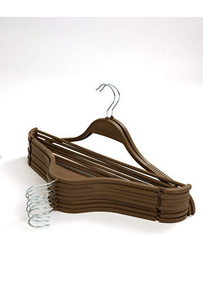 EUROLUXE 6 Adet Lüks Askı Ahşap Görünümlü Plastik A Kalite Elbise Kıyafet Askısı Askılığı