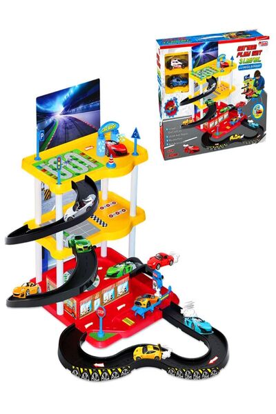 a v d a Dede 3 Katlı Mega Oyuncak Garaj Seti Pisti - Otopark - Istasyon Araba...