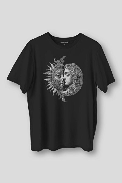Kendim Seçtim Astrologie spațială Ying Yang imprimat - Tricou negru dragoste ...