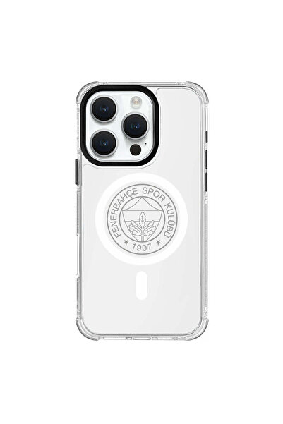 Fenerbahçe iPhone 16 Pro uyumlu  Fenerbahçe Magsafe Monochrome Logo Şeffaf Te...
