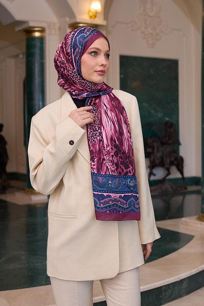 İpekhan Σάλι Voile με σχέδιο Plum Voile Silk Shawl - 9802-01