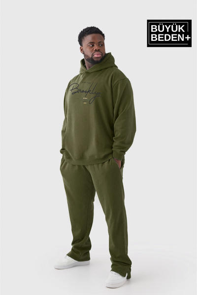 Superlife Men's Handwritten Brooklyn Printed Large Size Thin Hooded Swatshirt Spr25Bsw58