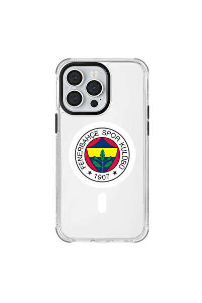 Fenerbahçe İPhone 13 Pro Uyumlu Fenerbahçe Magsafe Logo Şeffaf Telefon Kılıfı