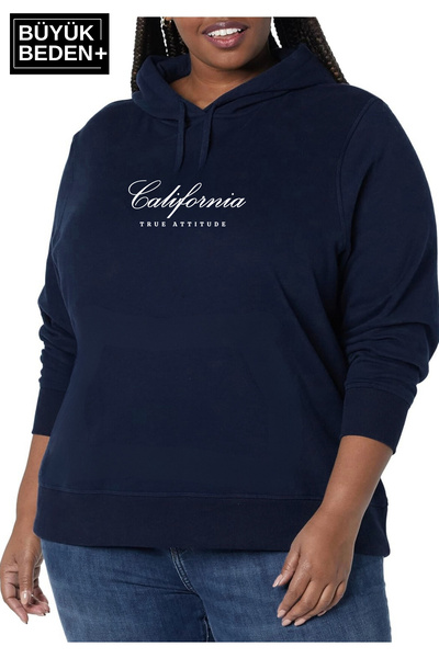 Superlife Women's Handwritten California Printed Large Size Thin Hooded Sweatshirt Spr25Bswk62