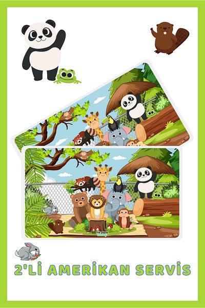 The Grade 2-Piece Placemat - Animal Themed Children's Placemat (42X28 cm)
