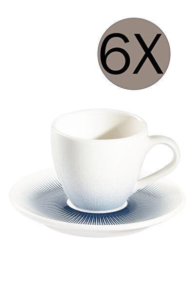 İD FİNE ID Reflection Blue Alzar Espresso Fincanı 80cc ve Tabağı 12cm 6'lı Ta...
