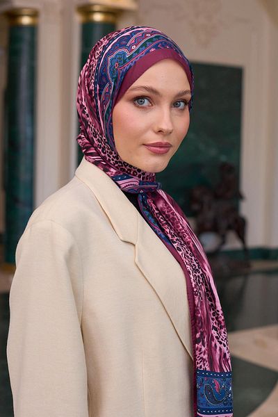 İpekhan Σάλι Voile με σχέδιο Plum Voile Silk Shawl - 9802-01