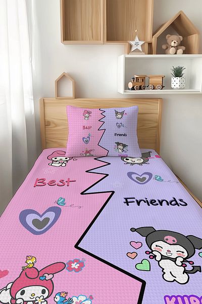 Şen Dekorasyon Kuromi and Melody 4 Seasons Children's Pique Set