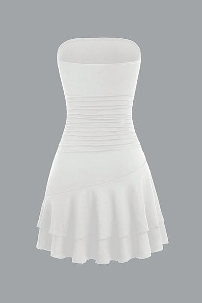Edela Ecru Strapless Draped Mini Dress 6015