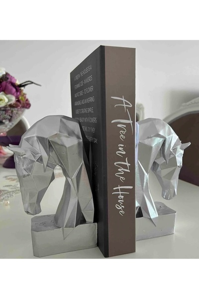 jeane home decor 20 cm 2 Pieces Decorative Cubic Geometric Design Horse Book Holder Figurine