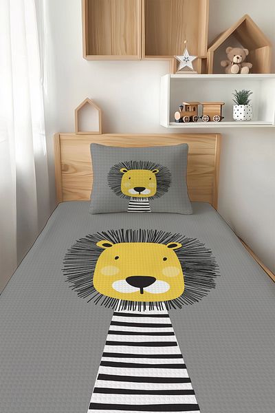 Şen Dekorasyon Cute Lion 4 Season Children's Pique Set