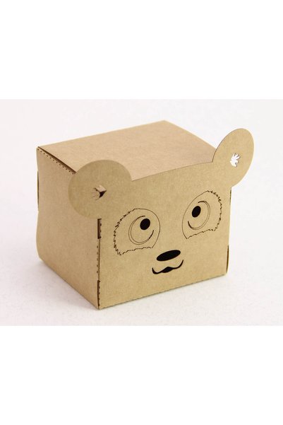 Tasarım Şeker Panda Shaped Kraft Cardboard Box - Gift Box - 25 Pieces