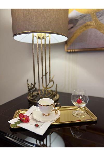 larense Luxury Baton Rectangular Stainless Steel Gold Serving,Tea,Coffee,Catering and Presentation Tray