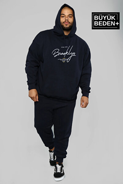 Superlife Men's Handwritten Brooklyn Printed Large Size Thin Hooded Swatshirt Spr25Bsw58
