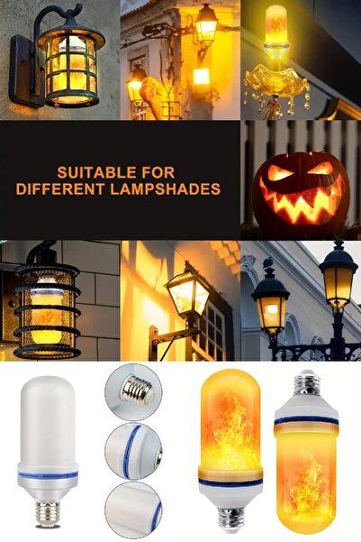 BİTERSE 4 Modlu Dekoratif Alev Efektli Amber Led Ampul 5W Fonksiyonlu Gece Lambası