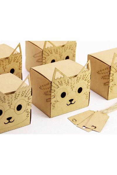 Tasarım Şeker Tiger Shaped Kraft Cardboard Box - Gift Box - 25 Pieces