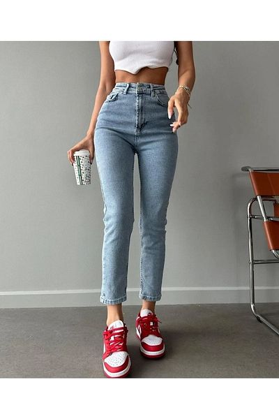 LİMABEL Zaha Milano Gizem Armor Femei Levi'z Blue Mom Jeans Detaliu cu talie înaltă