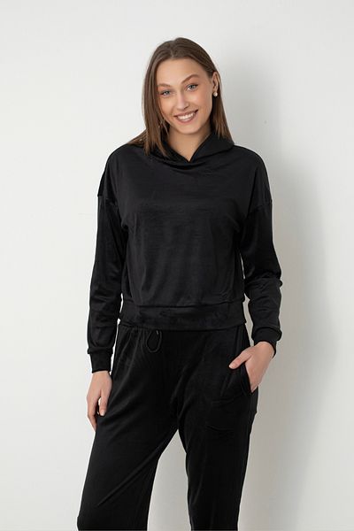 DOFİ Women's Black Hooded Super Soft Set – Soft, Stylish, and Comfortable