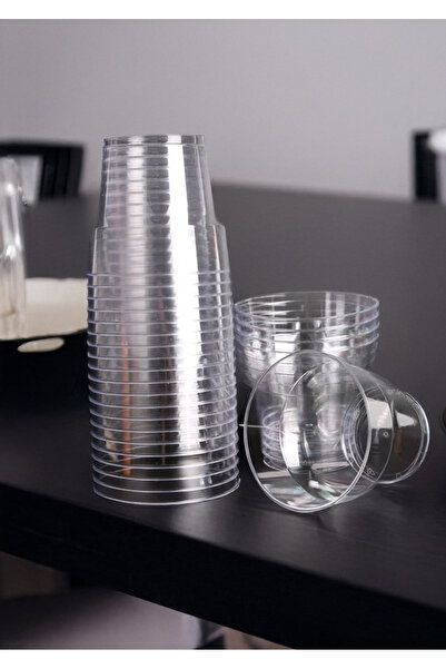 Home 100 Adet Kristal Sert Plastik Şeffaf Pet Bardak 180 CC