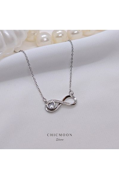CHICMOON STORE Infinity Necklace with Steel Silver Color Stone