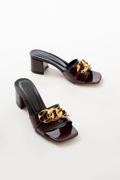 marinarosse Women's Bella Burgundy Chain Buckle Detailed Slippers