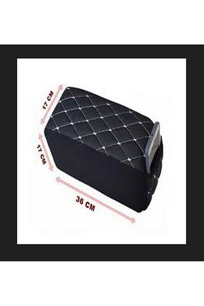 Ecarteks Black Leather and Red Patterned Luxury Auto Armrest and Rest - Mount with Pockets and Screwless