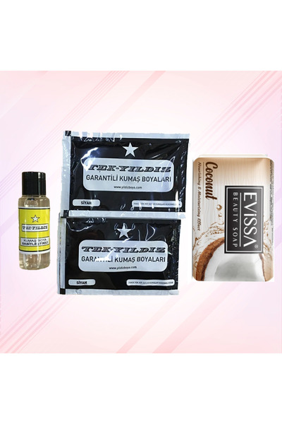 TekYıldız Kumaş Boyası Siyah 2 Paket Sabitleyici ( Sabun Hediyeli )