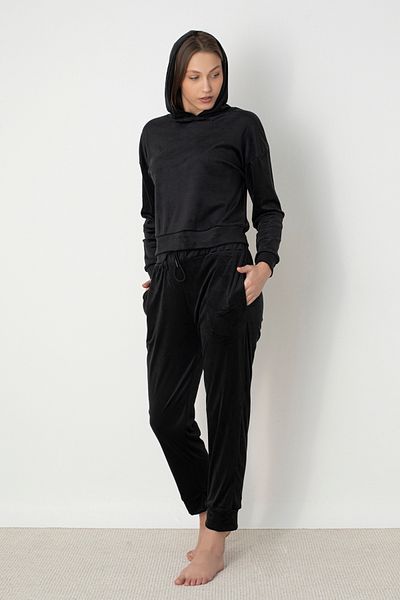 DOFİ Women's Black Hooded Super Soft Set – Soft, Stylish, and Comfortable