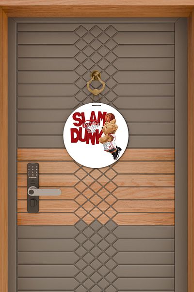 Rugmood Μοντέρνο Στολίδι Πόρτας Λευκό Slam Dunk Teddy Bear Στολίδι Εξωτερικής Πόρτας