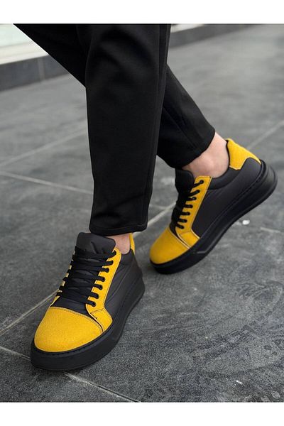 BOA Kb X46 Black Yellow High Black Sole Casual Sneakers