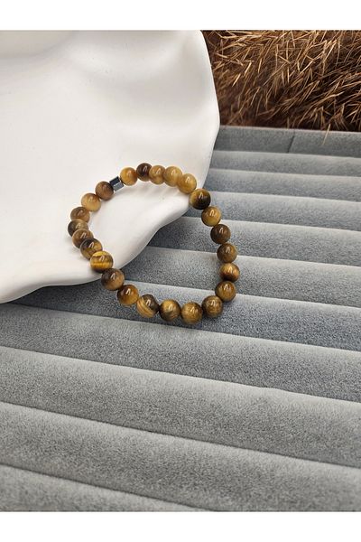 AURA Yellow Tiger Eye Unpainted Natural Stone Bracelet