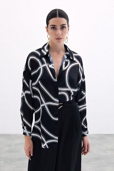 Sateen Cămașă neagră casual
