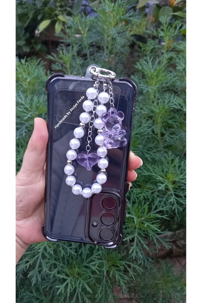 Atolye Ferda Ayıcık ve Kalp Figürlü İncili Telefon Charmı ve Çanta Süsü